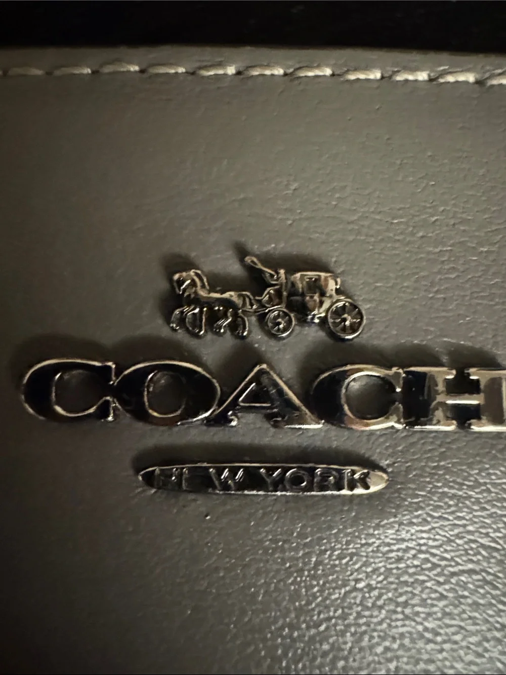 Coach Light Gray Leather Bi-fold Wallet with Zipper and Silver Hardware
